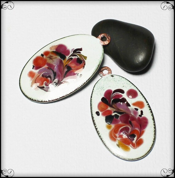 Clementine... Handmade Torch Fired Enamel Charms Beads Glass