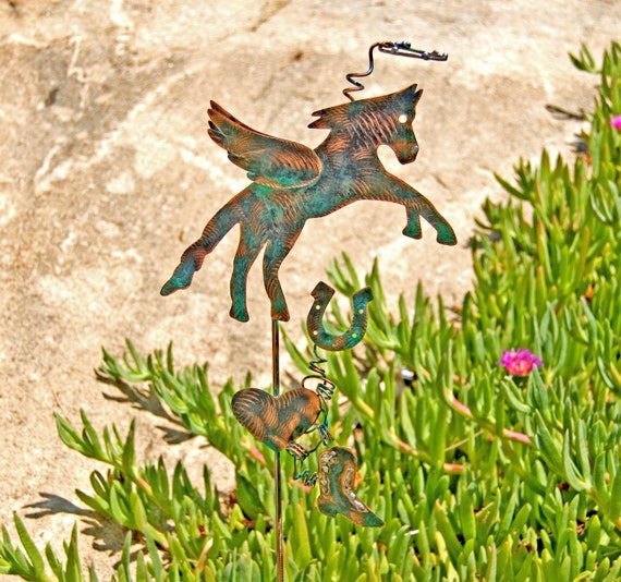 Horse Garden Stake / Metal Garden Art / Pet by GardenCopperArt