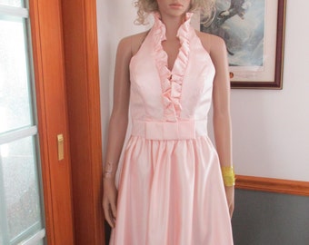 Womens Pink Halter Dress ~ Sundress Allure ~ Size 10~ Vintage Formal Sundress