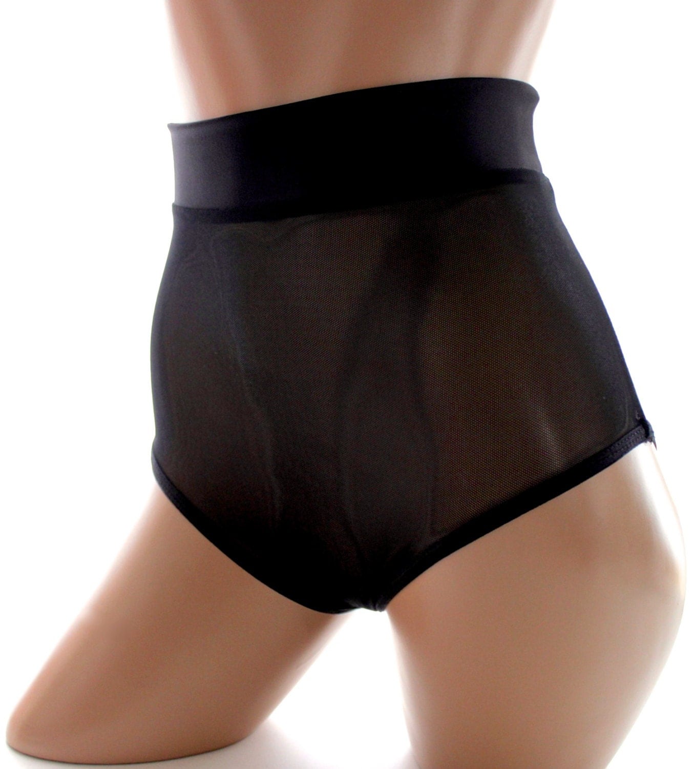 Black animal sheer mesh elastic waist panties band