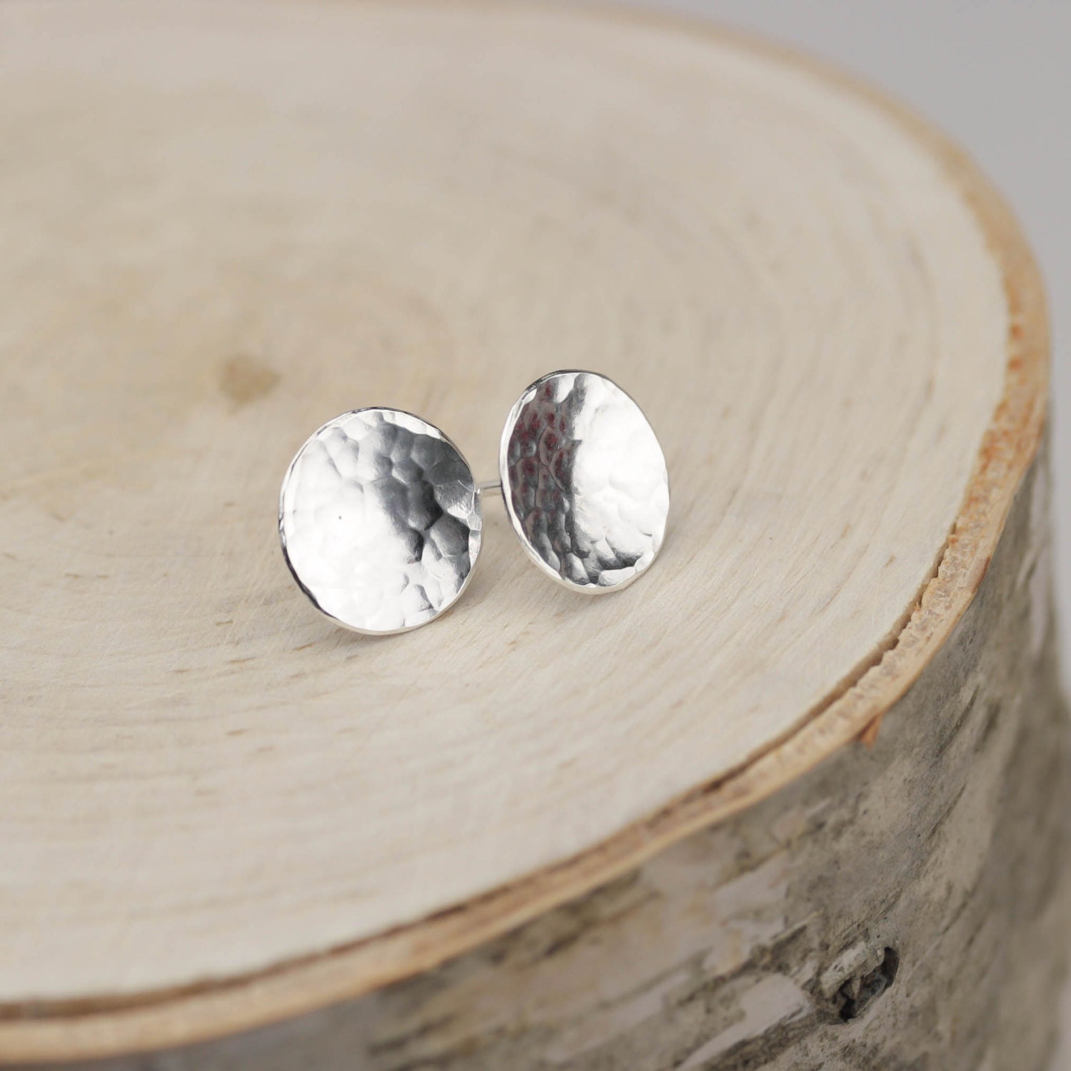 Hammered Sterling Silver Stud Earrings Simple Post Earrings