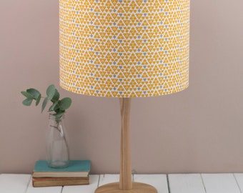 Mustard Lampshade, Yellow Lampshade, Mustard Home Decor, Drum Lampshade, Scandi Lamp, Mid Century, Retro Decor, Geometric Pattern