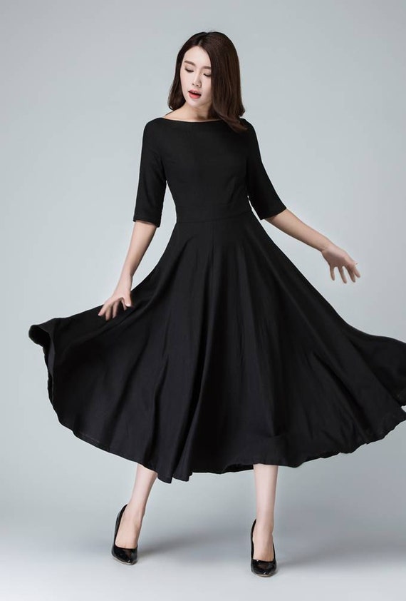 Black dressmaxi dresslong dresswomens dresseslinen