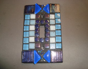 MOSAIC Light Switch Cover, Home Decor, Wall Plate, Blue