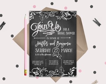 Chalkboard Wedding Shower Invitations