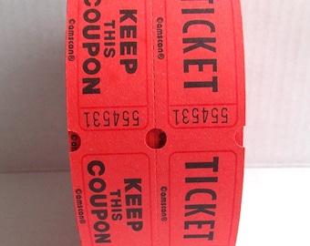 Red Raffle Tickets / Lot of 20 / Carnival Tickets / Daily Planner / Valentine's Day