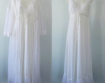 Vintage White Peignoir Set, Bridal Peignoir, Vintage Peignoir, Nivion, 1970s Peignoir, Wedding, Elegant Peignoir, Peignoir