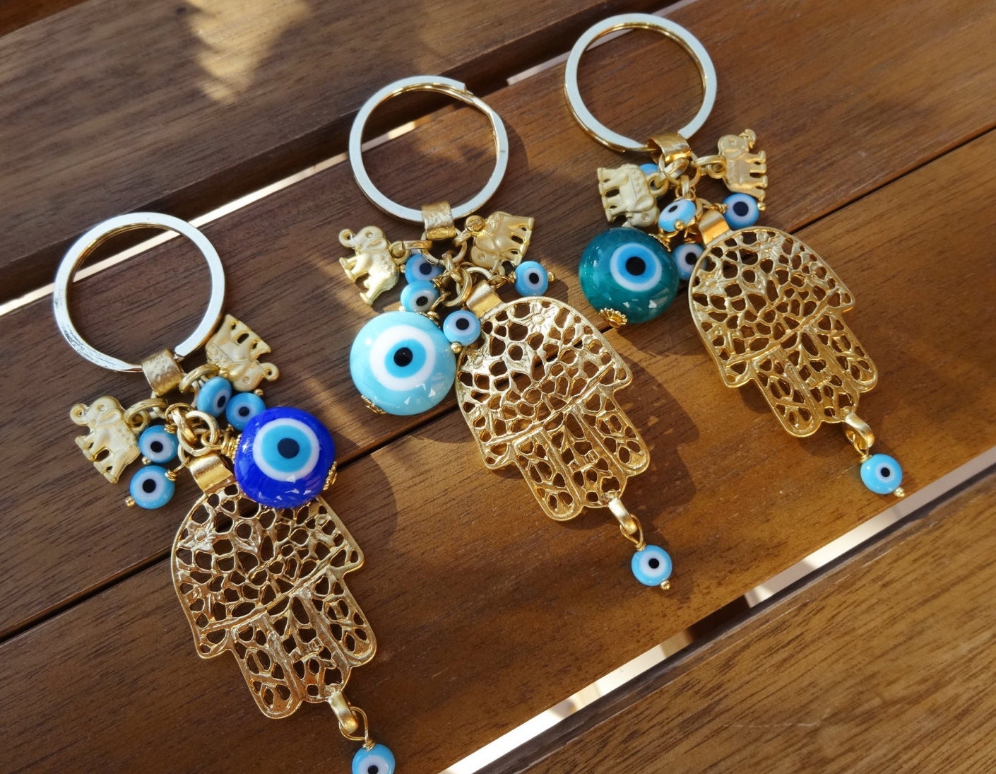 Multicolor Evil Eye Beaded Hamsa Keychain
