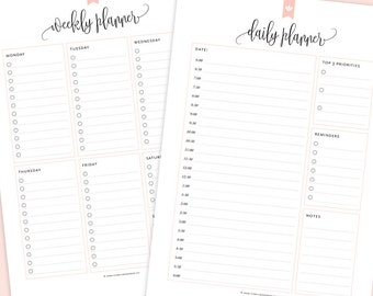 Daily Planner Printable, Weekly Planner Printable, Monthly Planner Printable, Printable Planner, Week at a glance, INSTANT DOWNLOAD