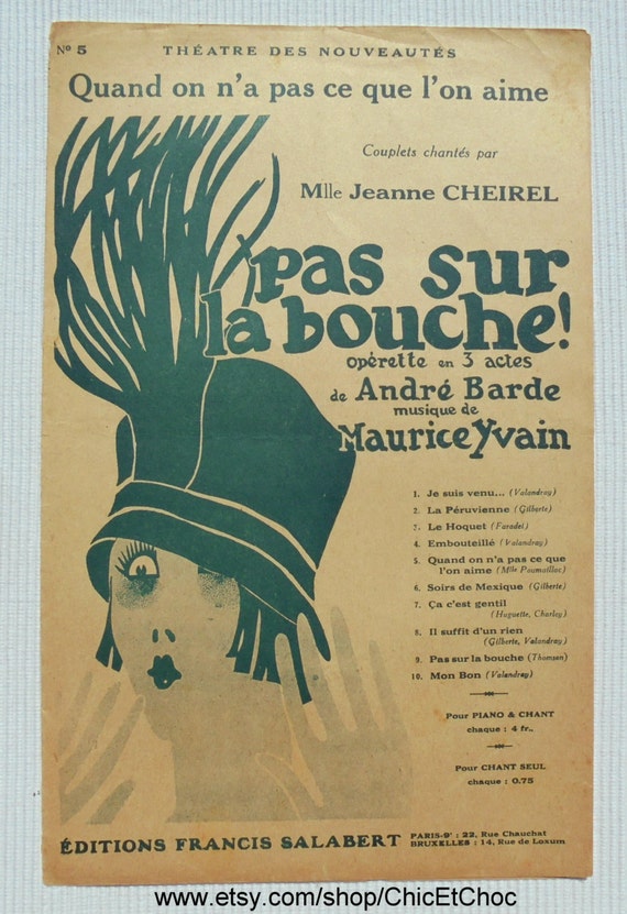 French 1920's Song / Sheet Music 'Quand on n'a