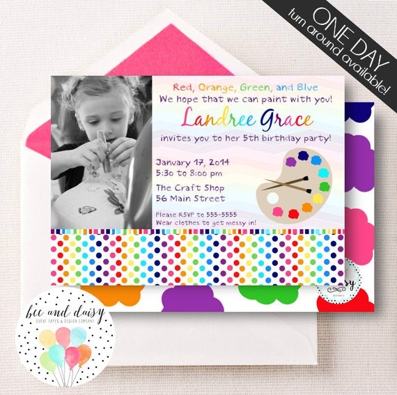 Art Party Invitation, Art Birthday Invitation, Art Party, Girl Birthday, Art Invite, Painting Party Invitation, Printable by BeeAndDaisy Il_570xn
