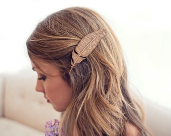 Feather // Wood Hair Clip // Laser Cut
