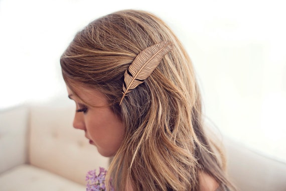 Feather Wood Hair Clip Laser Cut 