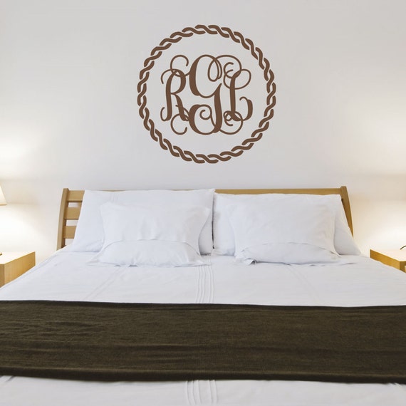 Rope Border Vine Monogram Vinyl Wall Decal Interlocking