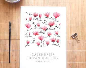 30% SALE --- 2017 Botanical & Floral Watercolor Calendar, wall calendar ideal as a gift for her