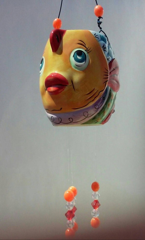 Beautiful ceramic fish spoon wind chime by WhimsicalsbyJen on Etsy
