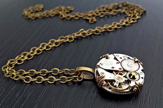 Vintage Inspired Steampunk Petite Pendant - Antiqued Brass tones. by FunkyGlam steampunk buy now online