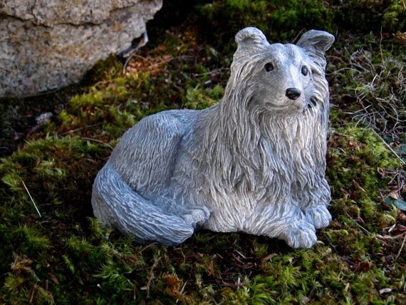 stone collie statue