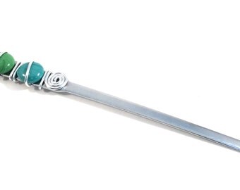 Beaded letter opener, 2 marble, desk accessory, gifts under 15 dollars, teacher gift, letter opener, office supply,secretary gift, grad gift