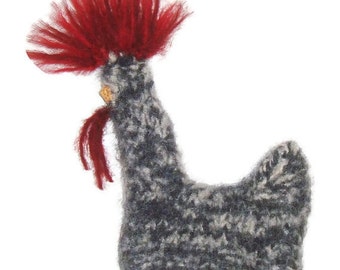 Cat Toy - Rosemary - Organic Catnip Stuffed Whole Roaster Hand Knit Felted Chicken - No Polyfil, Pure Herb Stuffing
