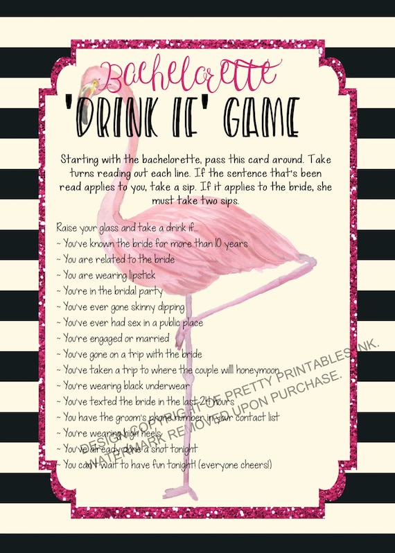 Printable bachelorette game/ bachelorette drinking game