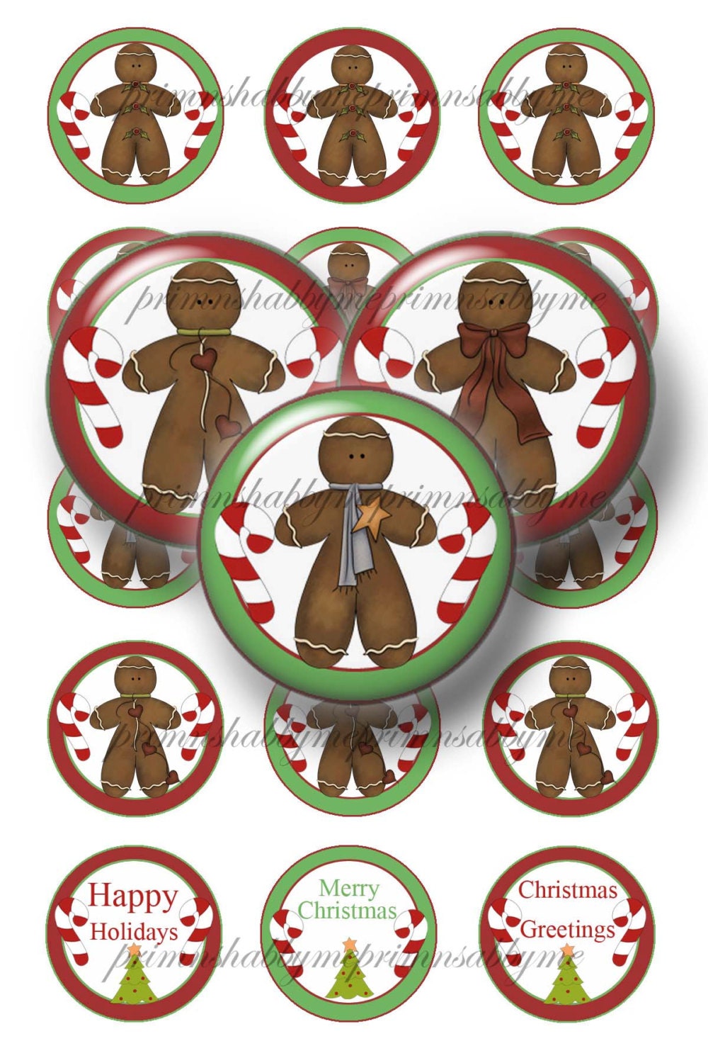 Gingerbread Man Christmas Digital Collage Sheet By Primnshabbyme