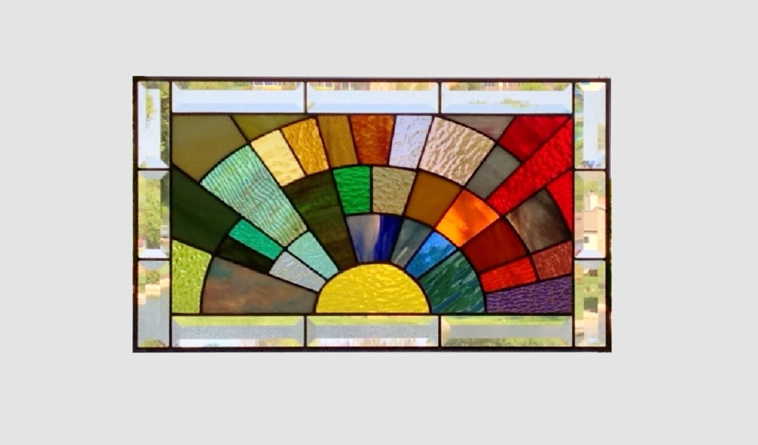 Stained Glass Panel Window Medium Rainbow Arch By Sghovel On Etsy