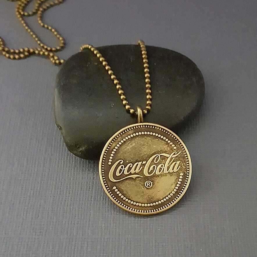 Coin Necklace Coca Cola necklace Coke pendant vintage