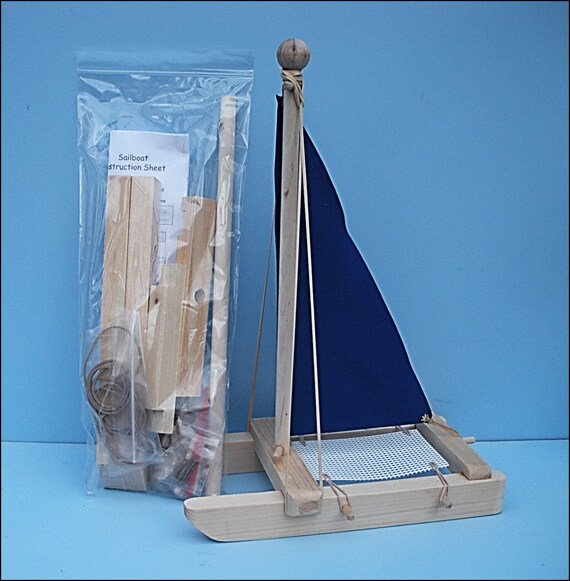 SAILBOAT Kit BLUE Toy Sailboat Wooden Toy Boat Sailboat