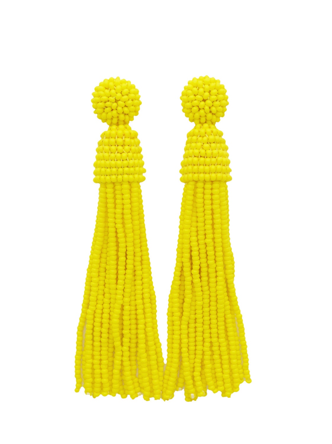 Yellow beaded tassel Earrings with sterling SILVER by BeadingWay