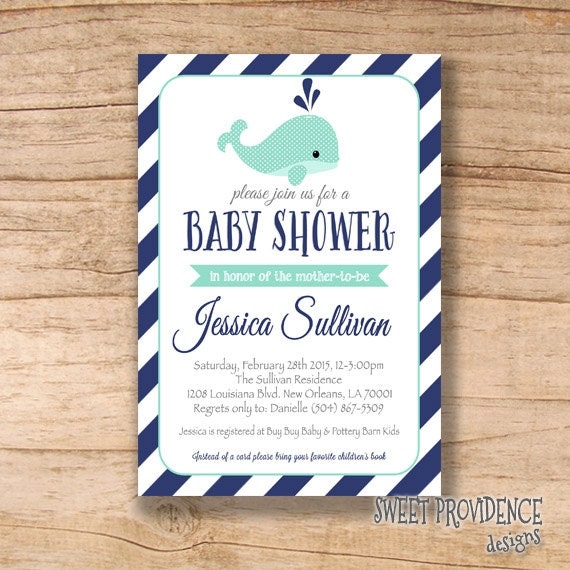 Whale And Anchor Baby Shower Invitations 2