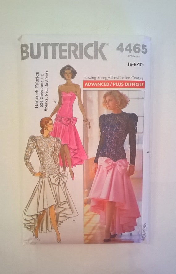 knot dress front pattern Pattern 4465 Multi Sewing 6  8 10  Pattern Sizes Dress  Party Uncut