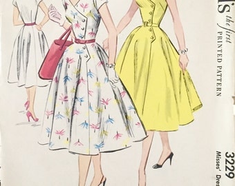 Vintage 1955 McCall's Misses' Dress Pattern 3229 Size 14 (32" Bust)