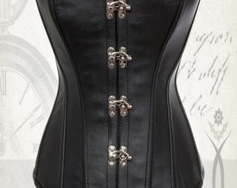 corset top black steampunk corset faux leather black corset Valentines day