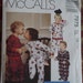 McCall's 7975 Lanz of Salzburg Toddler Pajama Pattern Sizes 1-3