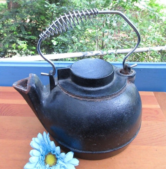 Cast Iron Tea Pot/Wood Stove Tea Pot/Rustic Tea Serving Pot/