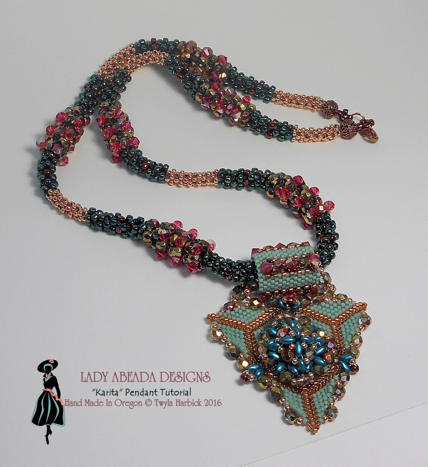 Beading Pattern CRAW RAW Peyote Pendant Necklace by LadyAbeada