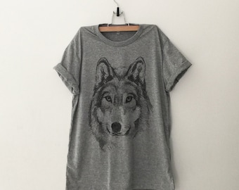 Wolf Shirt animal Graphic Tee Women T-shirt Tumblr Shirts Hipster Tshirt Short Sleeve Shirts Screen Print Funny TShirts Teens Teenager Gift