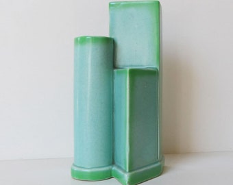 Mid-Century, Sublime! 3-Part, Gorgeous Blue and Green, Sculptural Pottery Vase,...He Has a Name