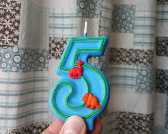 Dinosaur Birthday Candle, blue birthday candle