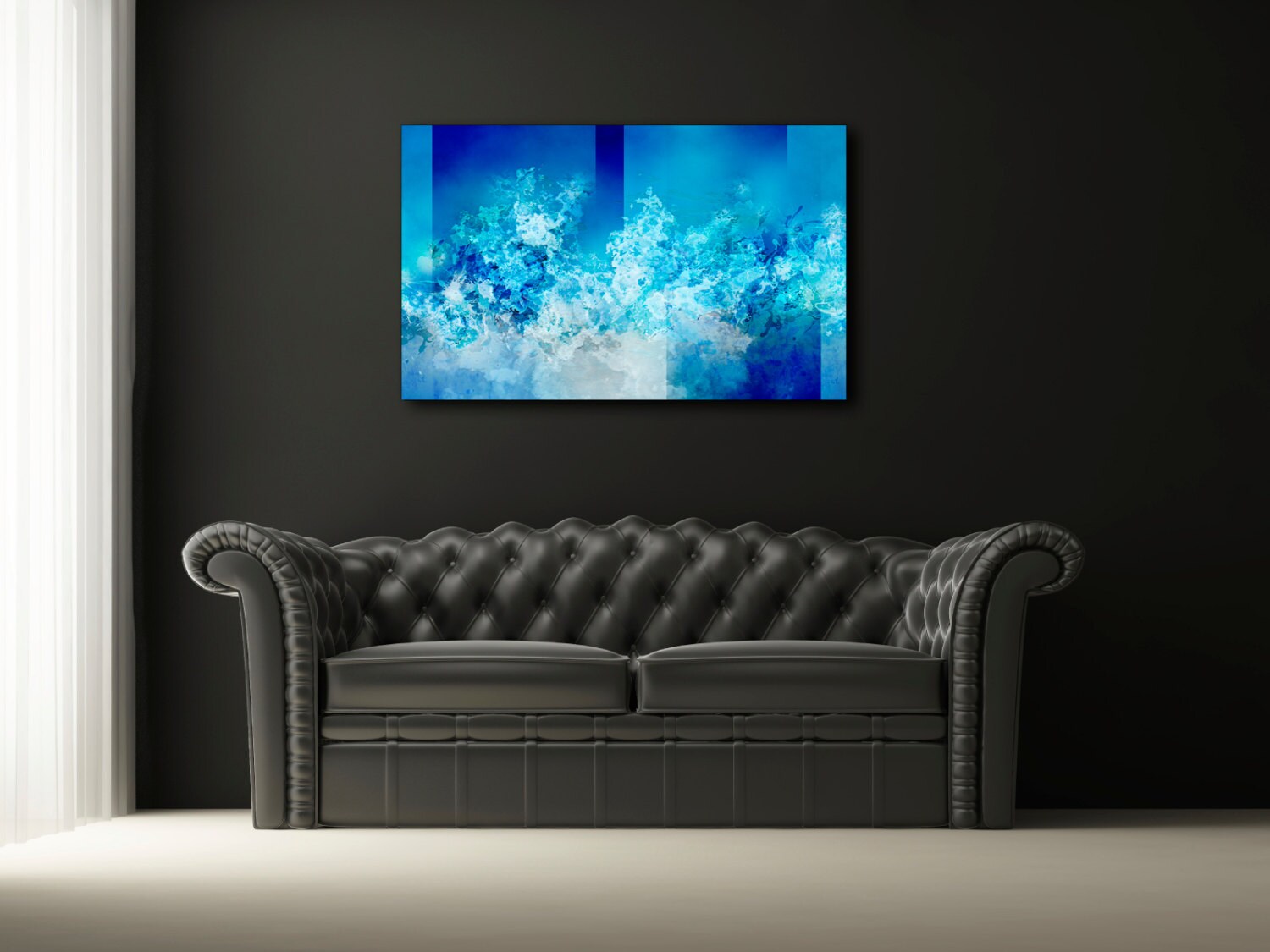 48 x 32 Blue abstract art gallery wrap canvas