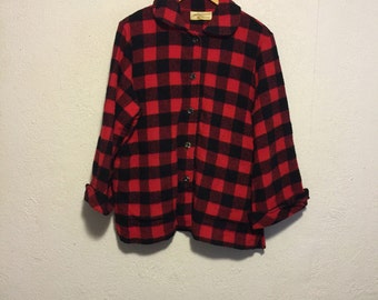 Vintage Red & Black Plaid Rockabilly Jacket/Coat~Koret