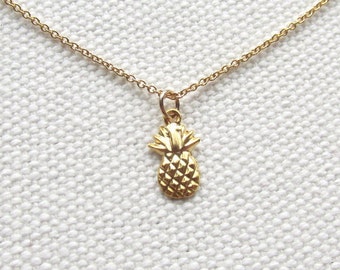 Pineapple Jewelry Tiny Gold Pineapple Necklace 14k Gold Filled Chain Petite Minimal Fruit Jewelry Gift Ideas
