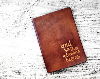 Personalized Passport Cover Travel Wallet, And So The Adventure Begins Passport Holder, Genuine Leather Wanderlust Travel Gift - Graduation