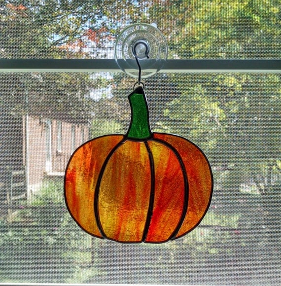 Stained Glass Pumpkin Suncatcher Autumn Suncatcher Fall
