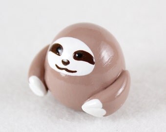 Chubby Sloth Totem - Polymer Clay Totem Animal - Sloth Figurine - Miniature Sloth - Three Toed Sloth Sculpture - Spirit Animal