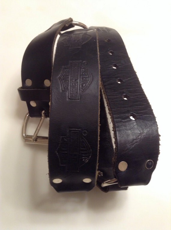 Mens Black Leather Belt by Harley Davidson / Mens Vintage