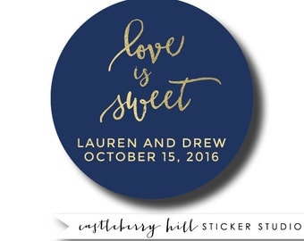 Navy and gold stickers, watch love grow stickers, navy and gold favors, navy and gold labels custom, custom stickers, wedding favor stickers