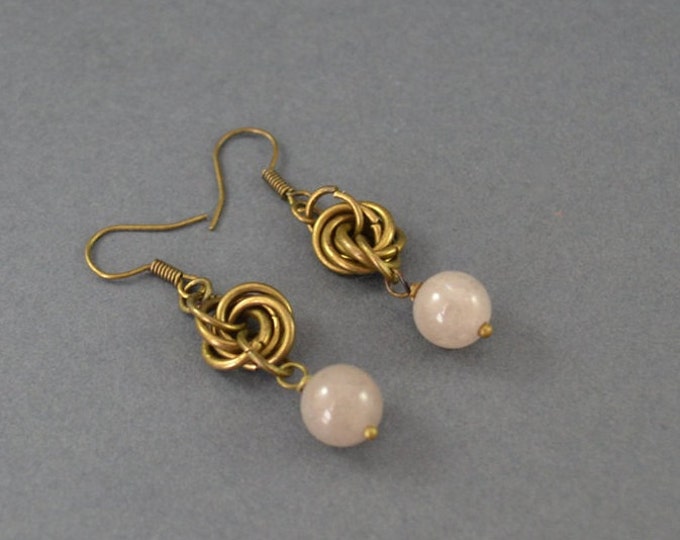 agate dangles, stone earrings, agate earrings, chainmaille earrings, chainmaille jewelry, dangle earrings, brass earrings, gemstone earrings