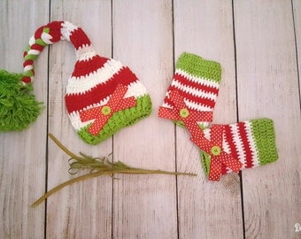 Christmas Hat and Leg Baby/Toddler Photo Prop- Hat and Leg Warmers- Newborn and Toddler Crochet Christmas Photo Props